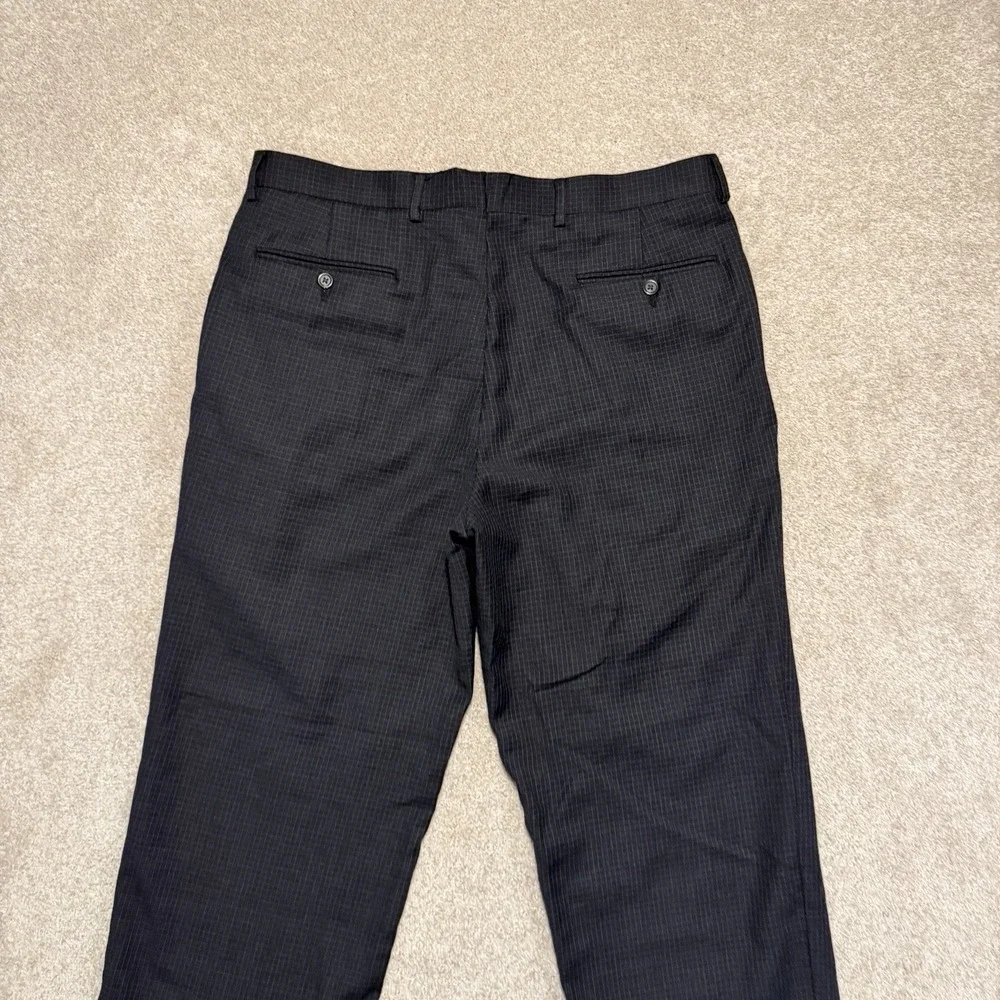 Men's Lauren Ralph Lauren Wool Dress Pants 34x32 Black Blue Plaid Pleated Office
